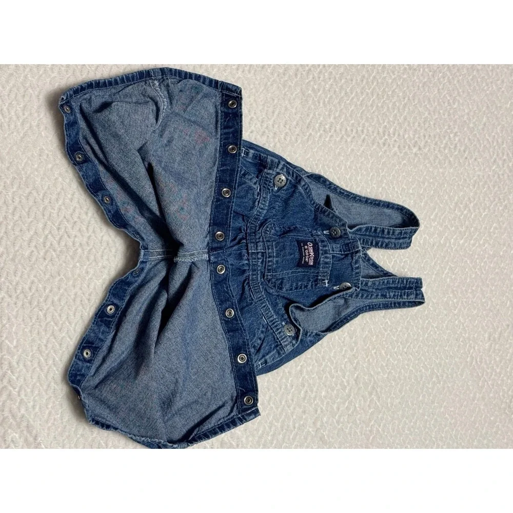 Vintage OshKosh B'gosh blue denim overalls  front pocket easy button up clasps